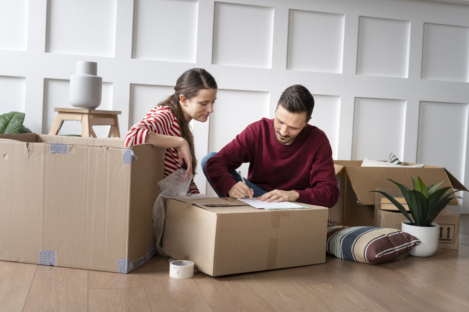 Home young family moving into new home